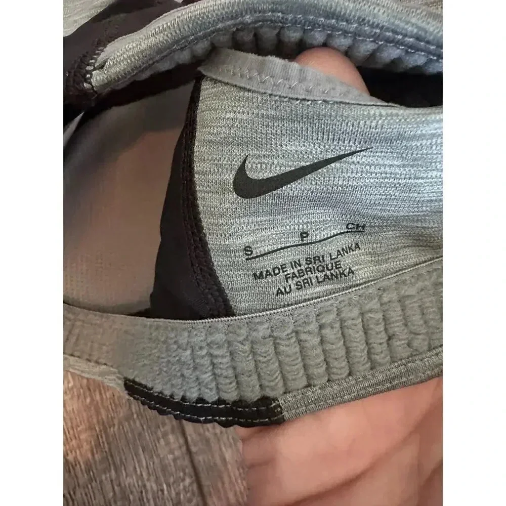 Nike Gray & Black High-Support Racerback Padded Zip Front Sports Bra Size Small